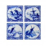 Heinen Delfts blauw Luxury coasters - Earthenware - Mills - Delft blue