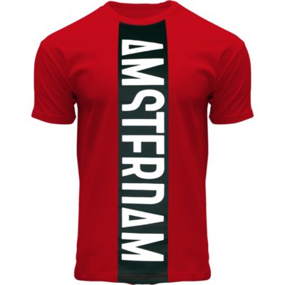 Holland fashion T-Shirt - Rood- Zwart Amsterdam - Vertical Cut