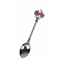 Matix Teaspoon with colored bicycle red Amsterdam shiny silver
