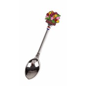 Typisch Hollands Teaspoon with colored tulips Holland shiny silver