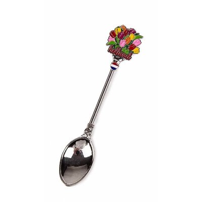 Matix Theelepel met kleur tulpen Holland shiny zilver