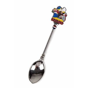 Typisch Hollands Teelöffel mit farbigem Kusspaar, Holland, glänzend silber