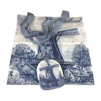 TTD Gifts Nylon Tas - Opvouwbaar -Delfts blauw