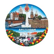 Typisch Hollands Amsterdam - Wandbord - Full Color 13 cm