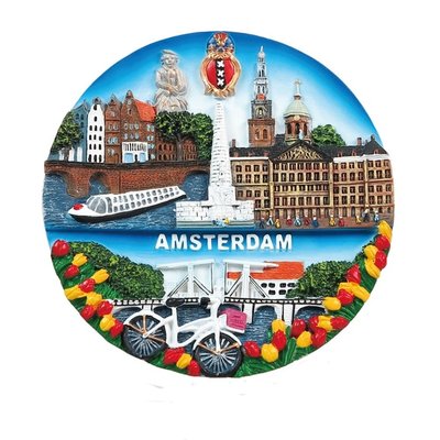 Typisch Hollands Amsterdam - Wandbord - Full Color 13 cm