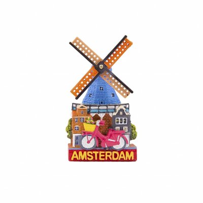 Matix Typisches Holland – Geschenkeladen – Magnet-Polystone-Mühle & Fahrrad Amsterdam