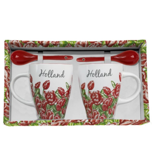 Typisch Hollands Gift box Mugs with spoon - Tulips