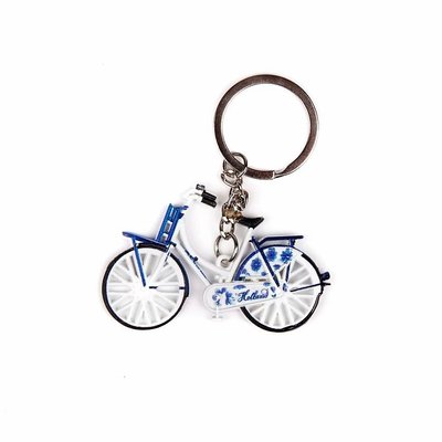 Typisch Hollands Sleutelhanger - Fiets Delfts blauw