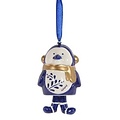 Typisch Hollands Christmas pendant Penguin with scarf Holland blue gold.