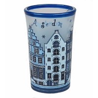 Typisch Hollands Shotglas - Amsterdam Delfts Blauw - Gevelhuisjes