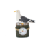 Typisch Hollands Gull on beach pole with clock