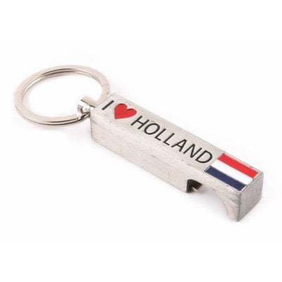 Typisch Hollands Keychain opener I love Holland silver