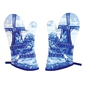 Typisch Hollands Ovenwanten - set a 2 - Molen - Delfts blauw