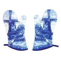 Typisch Hollands Ovenwanten - set a 2 - Molen - Delfts blauw