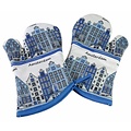 Typisch Hollands Ovenwanten - set a 2 - Gevelhuisjes - Delfts blauw