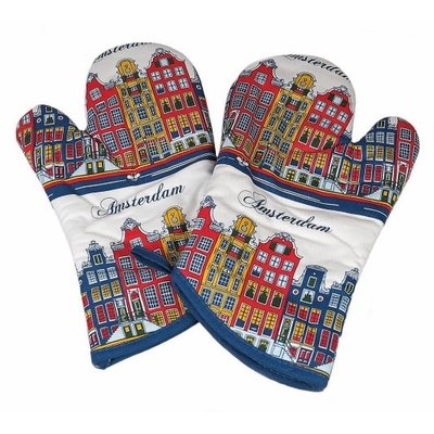 Typisch Hollands Oven mitts - set a 2 - Facade houses - Colored