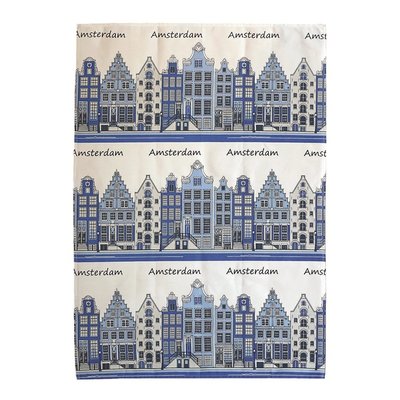 TTD Gifts Tea towel facades -Blue - Amsterdam
