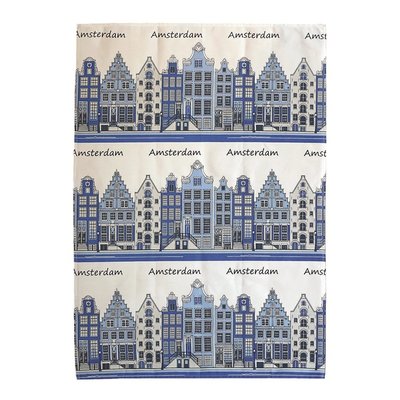 Typisch Hollands Tea towel facades -Blue - Amsterdam