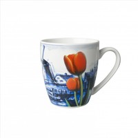 Heinen Delftware Kleine Tasse - moderne Delfter Mühle und Tulpe