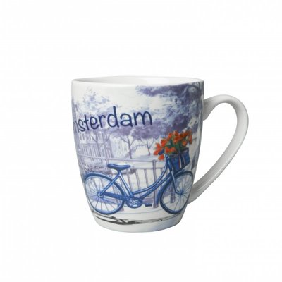 Heinen Delftware Kleiner Becher - Modernes Delfter Blau - Amsterdam Bicycle