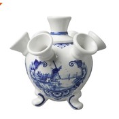 Heinen Delftware Delfter blaue Tulpenvase auf Beinen - holländische Windmühlenlandschaft - klein