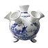 Heinen Delfts blauw Delft blue tulip vase on legs - Dutch windmill landscape - large