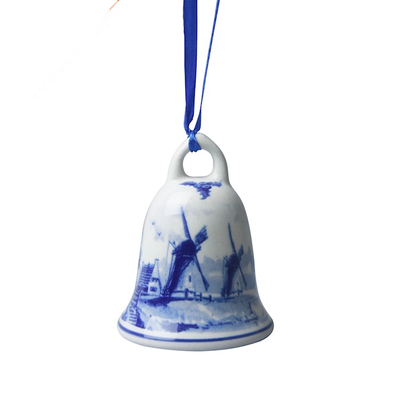 Heinen Delfts blauw Christmas bell windmills - Delft blue