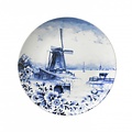 Heinen Delftware Delft blue wall plate 20.5 cm - Mill landscape (flowers)