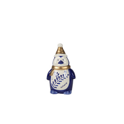 Typisch Hollands Weihnachtsdekoration - Pinguinhut Holland Blau Gold - 16 cm