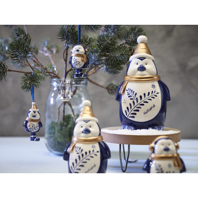 Typisch Hollands Weihnachtsdekoration - Pinguinhut Holland Blau Gold - 16 cm