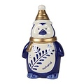 Typisch Hollands Kerstdecoratie - Pinguïn muts Holland blauw goud - 16cm