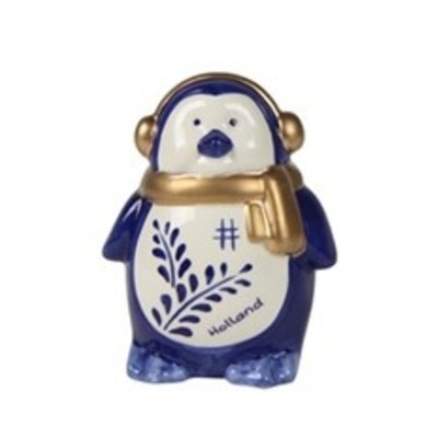 Typisch Hollands Weihnachtsdekoration - Pinguinohrwärmer Holland blau gold 10cm