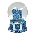 TTD Gifts Sneeuwbol Delfts blauw - gevelhuisjes- Groot 8 cm