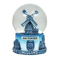 TTD Gifts Sneeuwbol Delfts blauw - molen- Groot 8 cm