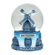 Typisch Hollands Schneekugel Delfter Blau - Mühle - Groß 8 cm