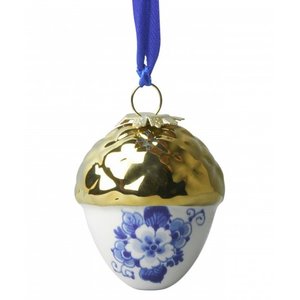 Heinen Delfts blauw Delft blue Christmas tree decoration (Nut-gold)