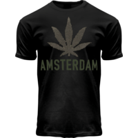 Holland fashion T-Shirt - Schwarz - Terry - Amsterdam (Cannabis)