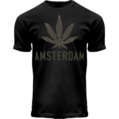 Holland fashion T-Shirt - Black - Terry - Amsterdam (cannabis)