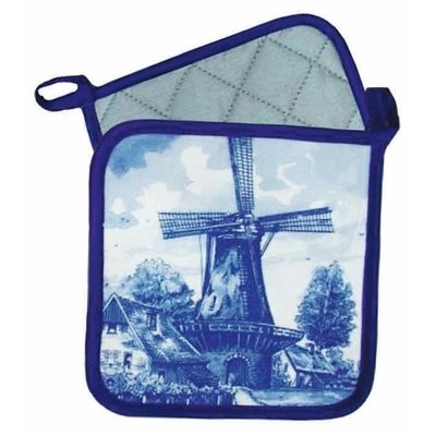 Typisch Hollands Topflappen Windmühle - Delft - blau