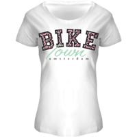 Holland fashion Ladies Shirt Amsterdam (BIKE) leopard lettering