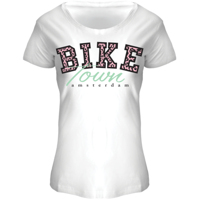 Holland fashion Ladies Shirt Amsterdam (BIKE) leopard lettering