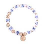 Heinen Delftware Armband geregen met Delfts blauwe kralen