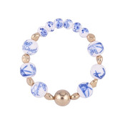 Heinen Delftware Bracelet strung with Delft blue beads - Mills and flowers