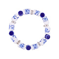 Heinen Delfts blauw Armband geregen met Delfts blauwe kralen - Bloemen