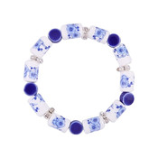 Heinen Delftware Armband mit Delfter Perlen bespannt - Blumen