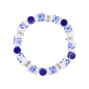 Heinen Delftware Bracelet strung with Delft blue beads - Flowers