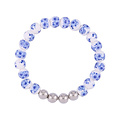 Heinen Delfts blauw Bracelet strung with Delft blue beads - Flowers