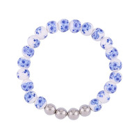 Heinen Delftware Bracelet strung with Delft blue beads - Flowers