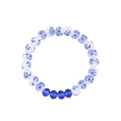 Heinen Delfts blauw Bracelet strung with Delft blue beads - Flowers.