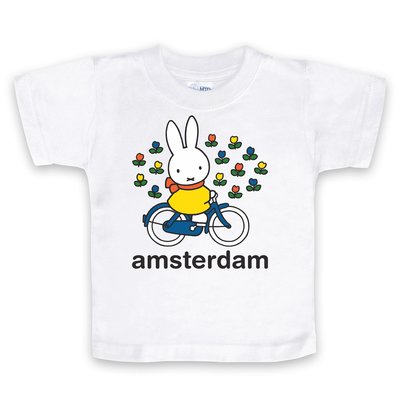 Nijntje (c) T-Shirt Miffy on a bicycle in Amsterdam
